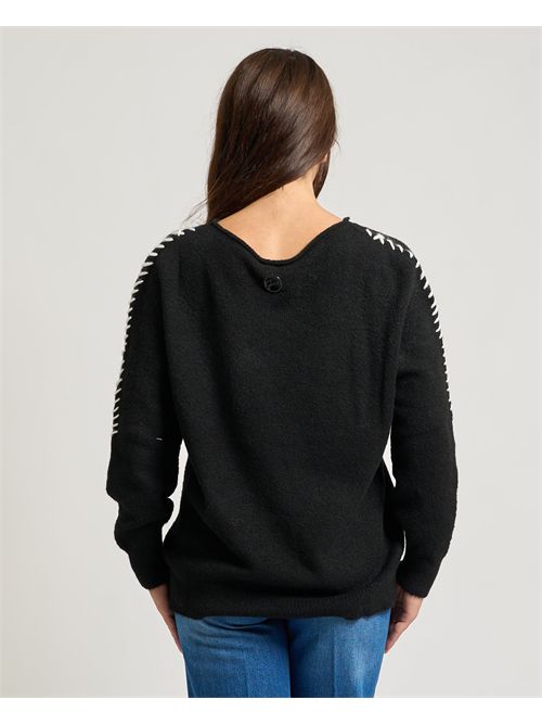 Maglione donna Gaelle Paris con cuciture a contrasto GAELLE PARIS | GAABW07303NE01
